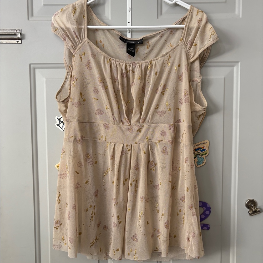 Venezia Beige Floral Sleeveless Blouse